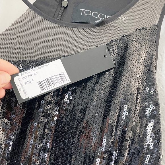 NWT TOCCIN (NY) Sequins Cutout Mesh Cocktail Dress 6 - Picture 7 of 15